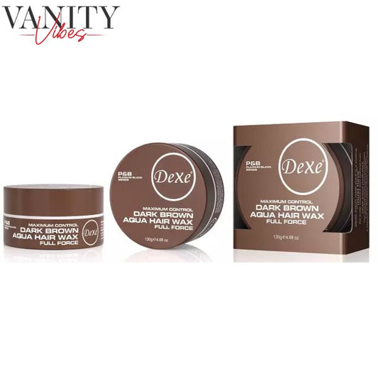 Dexe Maximum Control Dark Brown Hair Aqua Wax Full Force 150 g Strong Hold Natural Color & Long-Lasting Style