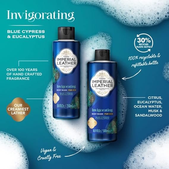 Imperial Leather Invigorating Body Wash for Men Blue Cypress & Eucalyptus 250ml