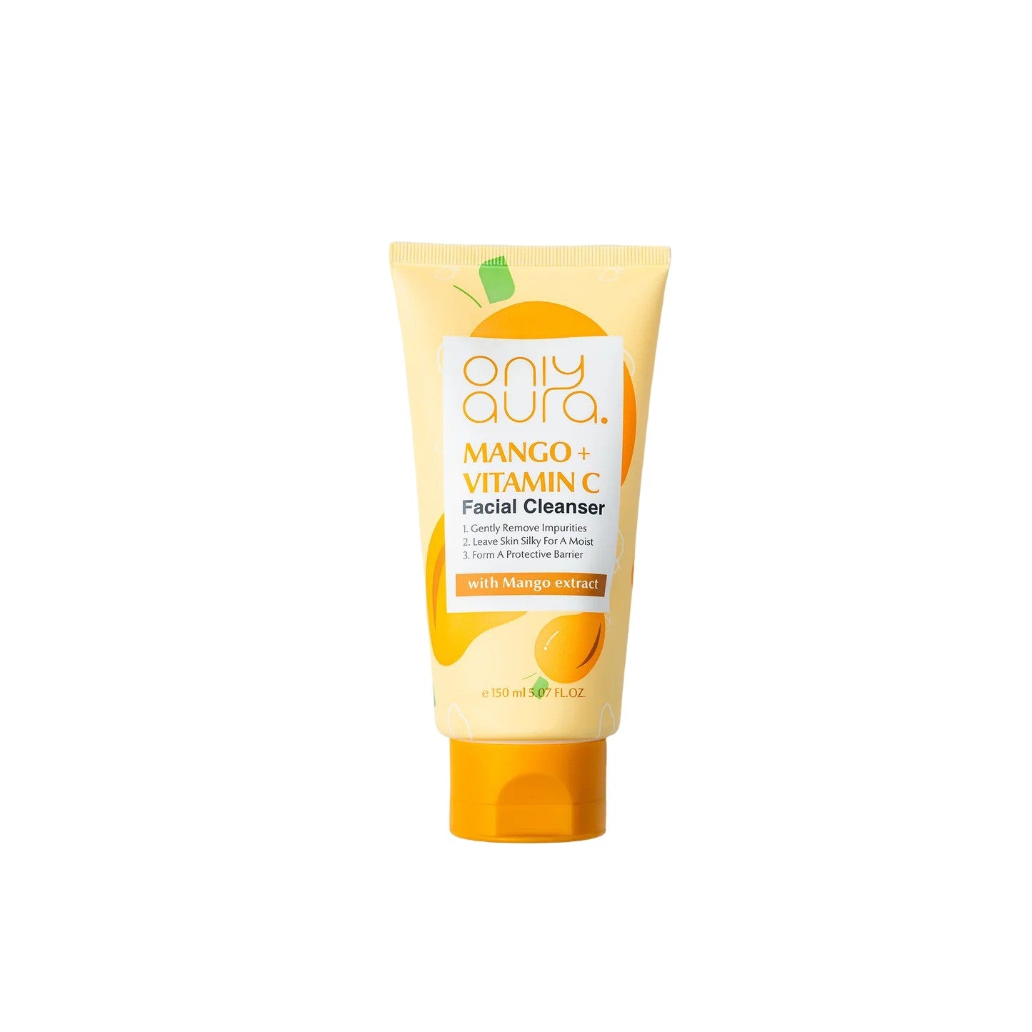 Only Aura Mango Facial Cleanser 150ml – Gentle Deep Cleansing Skincare Face Wash for Hydration, Dirt Removal, Soft Smooth Ski