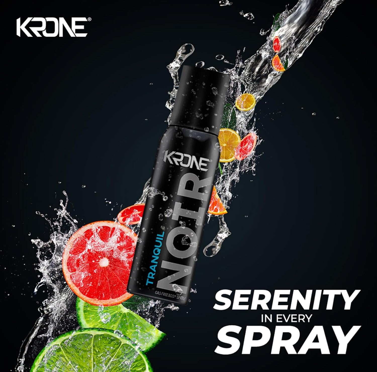 Krone Noir Tranquil Gas-Free Body Spray 120ml Long-Lasting Fresh & Soothing Masculine Fragrance