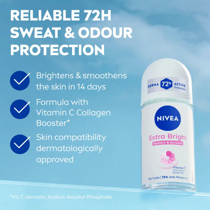 Nivea Extra Bright Radiant & Smooth Anti Perspirant Roll On 50ml