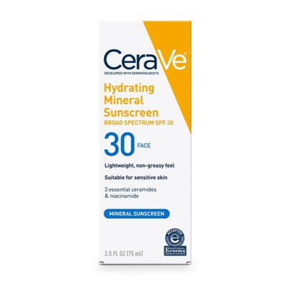 CeraVe Hydrating Mineral Sunscreen SPF 30 Face Lotion -75ml (USA STOCK WITH BOX)