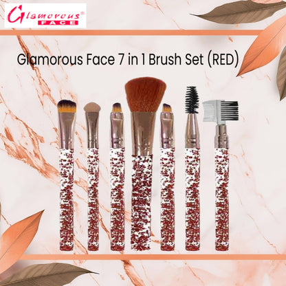 Glamorous Face 7 in 1 Brush Set (RED)
