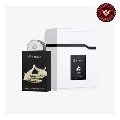 Lattafa Pride Embrace 100ml perfume box and bottle
