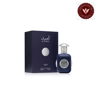 Al Ameed Silver by Lattafa box and bottle