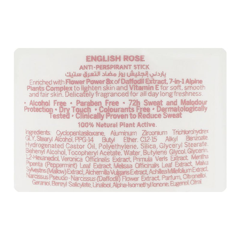 Yardley London English Blossom Anti-Perspirant Deodorant Stick 40g - Long Lasting Floral Fragrance with 72H Odor Protection, 