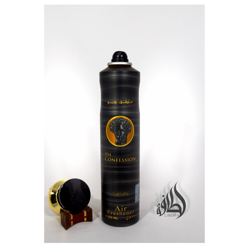 Lattafa His Confession Air Freshener 300ml – Long Lasting Luxury Masculine Woody Fragrance Room Spray for Home & Office