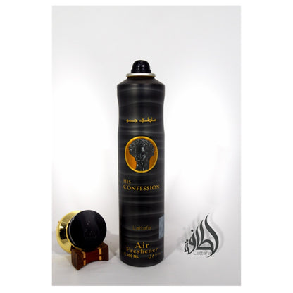 Lattafa His Confession Air Freshener 300ml – Long Lasting Luxury Masculine Woody Fragrance Room Spray for Home & Office