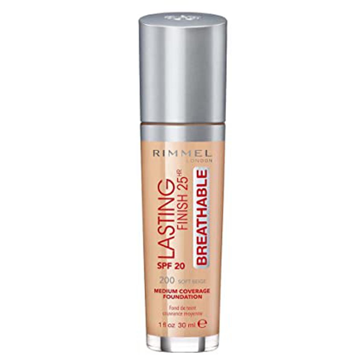 Rimmel London Lasting Finish Breathable Foundation, 200 Soft Beige, 30 ml