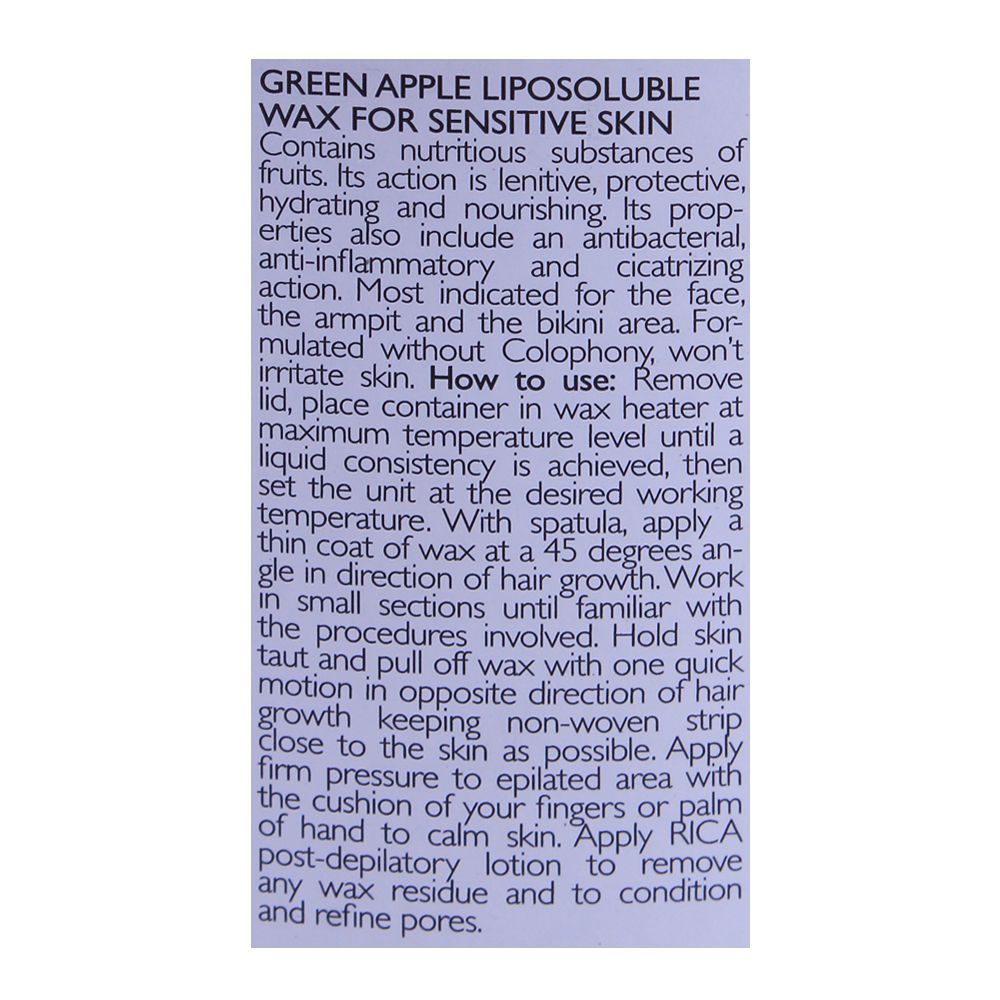 RICA Green Apple Liposoluble Wax For Sensitive Skin 400ml