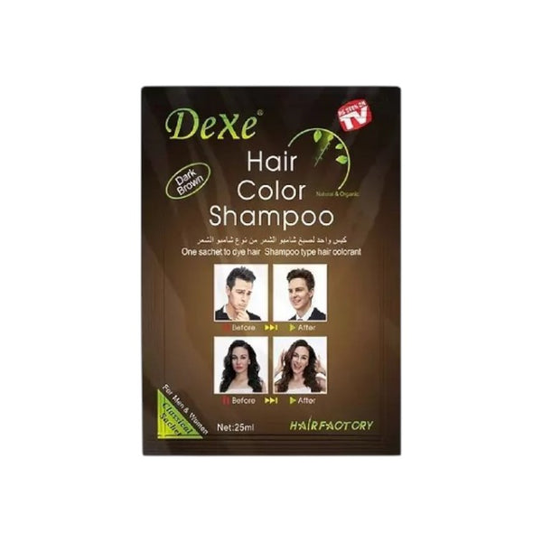 Dexe Dark Brown Color Shampoo 25 ml x 10 Pack Hair Coloring & Nourishing Care