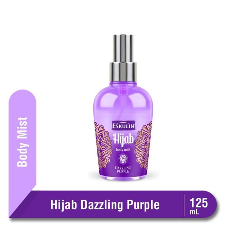 Eskulin Hijab Dazzling Purple Spray Mist Cologne 125ml - Long Lasting Sweet Floral Fragrance Body Mist for Women Fresh & Deod