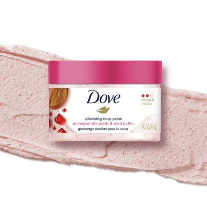 Dove Exfoliating Body Polish Pomegranate Seeds & Shea Butter 298g – Gommage Exfoliant Pour Le Corps for Smooth Soft Skin