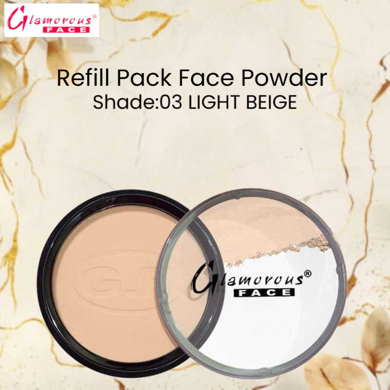 Glamorous Face Refill Pack Face Powder (Shade:03 Light Beige)