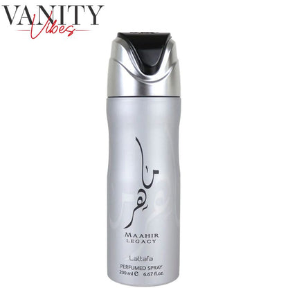 Lattafa Maahir Legacy Perfumed Body Spray 200 ml  Long-Lasting Freshness & Luxurious Scent