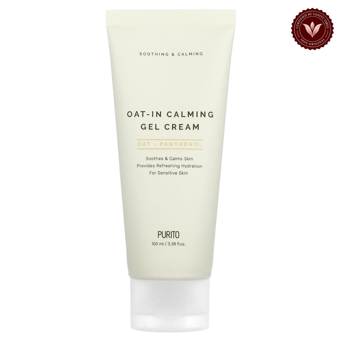 Purito Seoul Oat-In Calming Gel Cream 100ml front product photo with Vanity Vibes badge