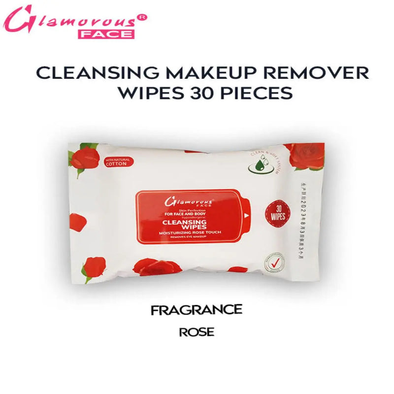 Glamorous Face Cleansing Makeup Remover Wipes 30 Pieces (ROSE)