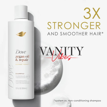 Dove Damage Therapy Argan Oil & Repair Shampoo 355ml - Nourishing Shampoo for Dry, Damaged & Frizzy Hair (USA)