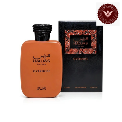 Hawas Overdose box and bottle by Rasasi
