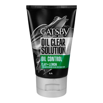 Gatsby Oil Clear Solution Oil Control Clay + Lemon Cooling Face Wash 100g – Deep Cleansing Anti Oil Face Wash for Men Fresh C