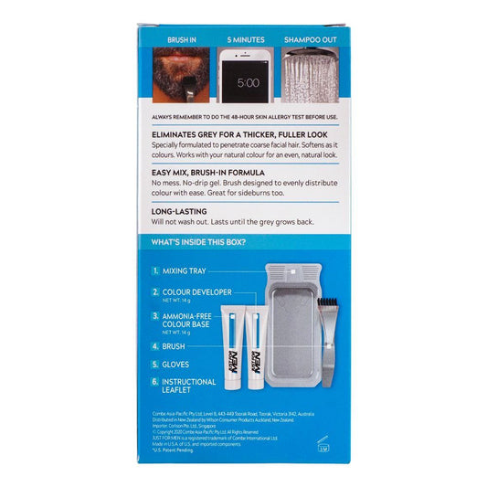 Just for Men Moustache & Beard Easy Brush-In Color M-35 Medium Brown - Restores Original Color | 14g Color Base + 14g Develop