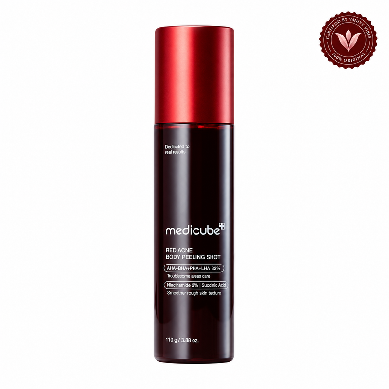 Medicube Red Acne Body Peeling Shot 110g — Vanity Vibes sealed product photo