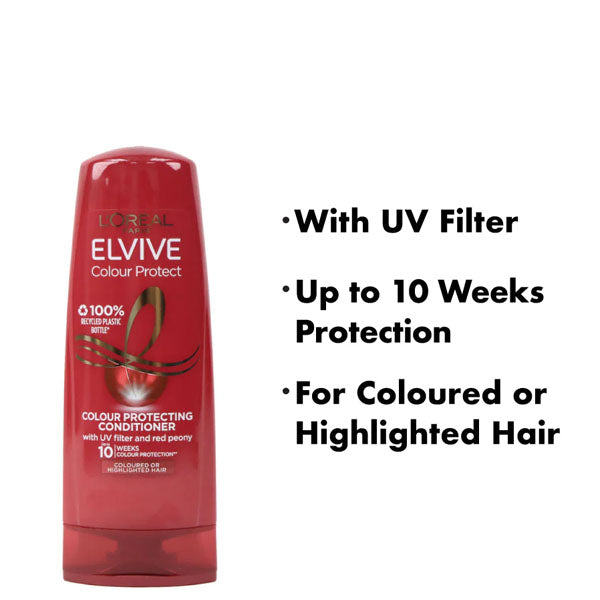 L’Oréal Paris Elvive Colour Protect Conditioner 200ml – Colour Protecting with UV Filter & Red Peony for Vibrant Hair