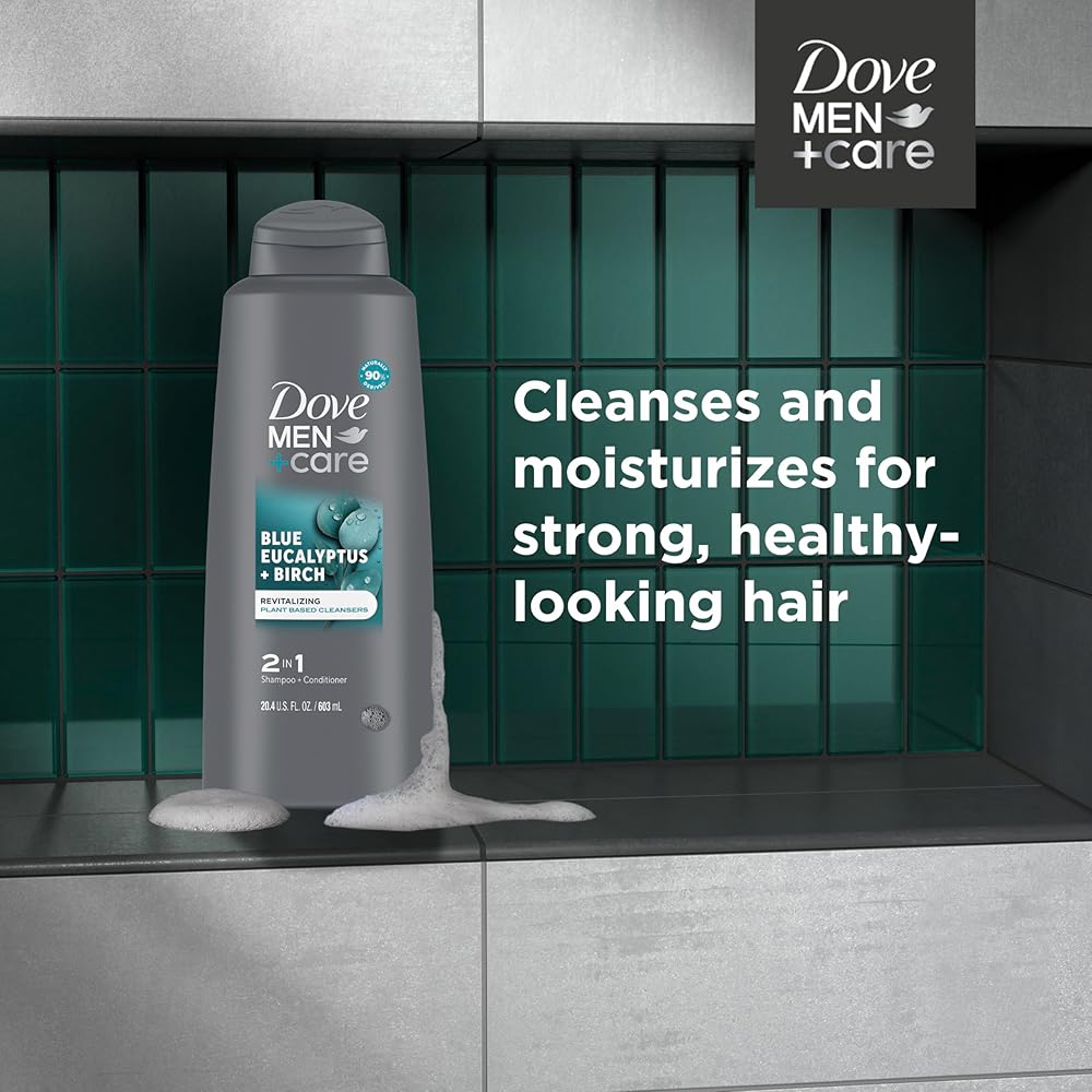 Dove Men+Care Blue Eucalyptus + Birch 2-in-1 Shampoo & Conditioner 603ml Refreshing Clean & Stronger Hair