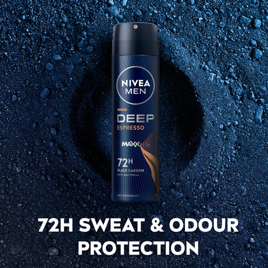 Nivea Men Deep Espresso 72H Black Carbon Anti-Bacterial Spray 150ml