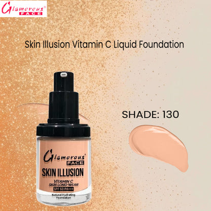 Glamorous Face Skin Illusion Vitamin C Liquid Foundation 25ml (SHADE:130)