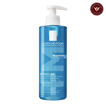 La Roche-Posay Effaclar Purifying Foaming Gel Cleanser 400ml front product photo with Vanity Vibes badge