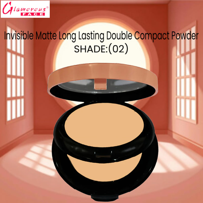Glamorous Face Invisible Matte Long Lasting Double Compact Powder (Shade:02)