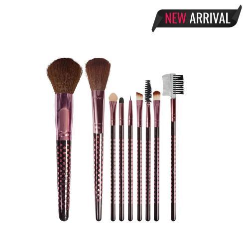 Glamorous Face 8 Pieces Brush Set With Ring Stand (PINK)