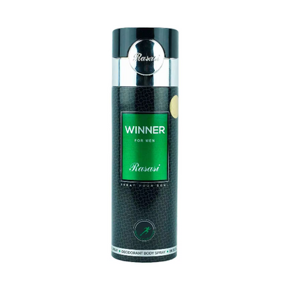 Rasasi Winner For Men Deodorant Body Spray 200ml – Long Lasting Fresh Masculine Fragrance for Daily Use
