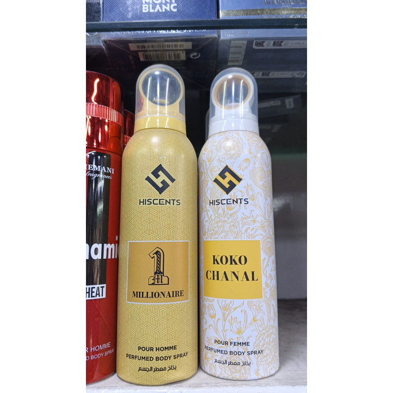HisCents 1 Millionaire Pour Homme Perfumed Body Spray 200ml Long-Lasting Bold & Masculine Fragrance