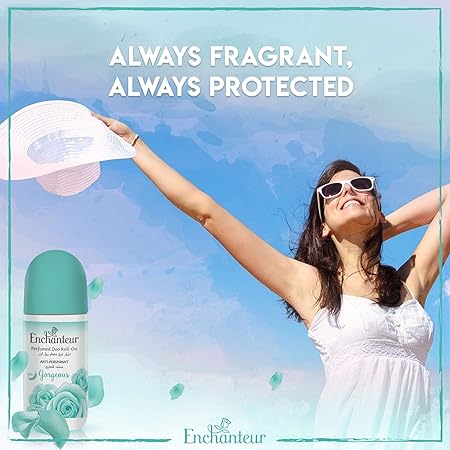 Enchanteur Gorgeous Roll-On Deodorant 50ml - Long Lasting Floral Fragrance Anti-Perspirant for Women Freshness & Odor Protect