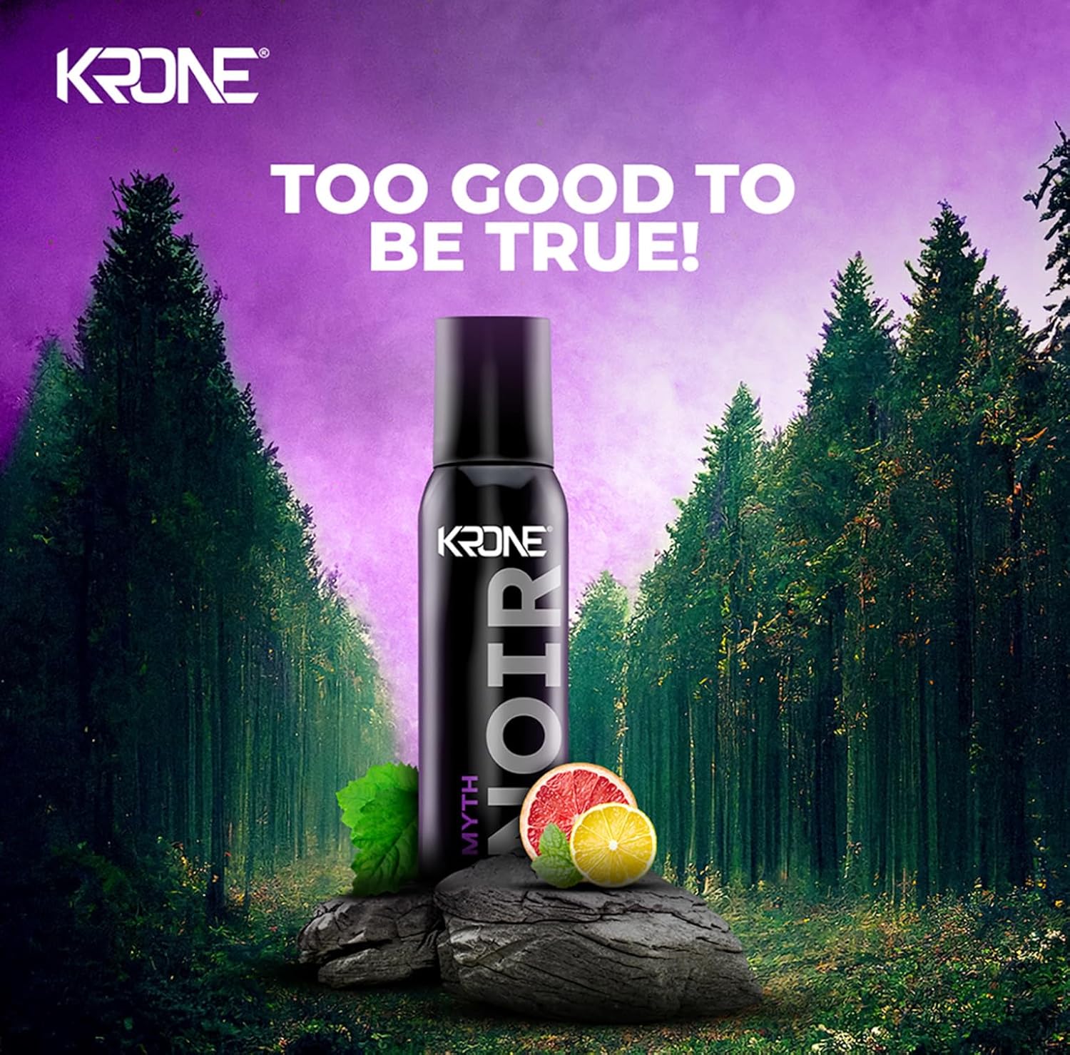 Krone Noir Myth Gas-Free Body Spray 120ml Long-Lasting Fresh & Masculine Fragrance