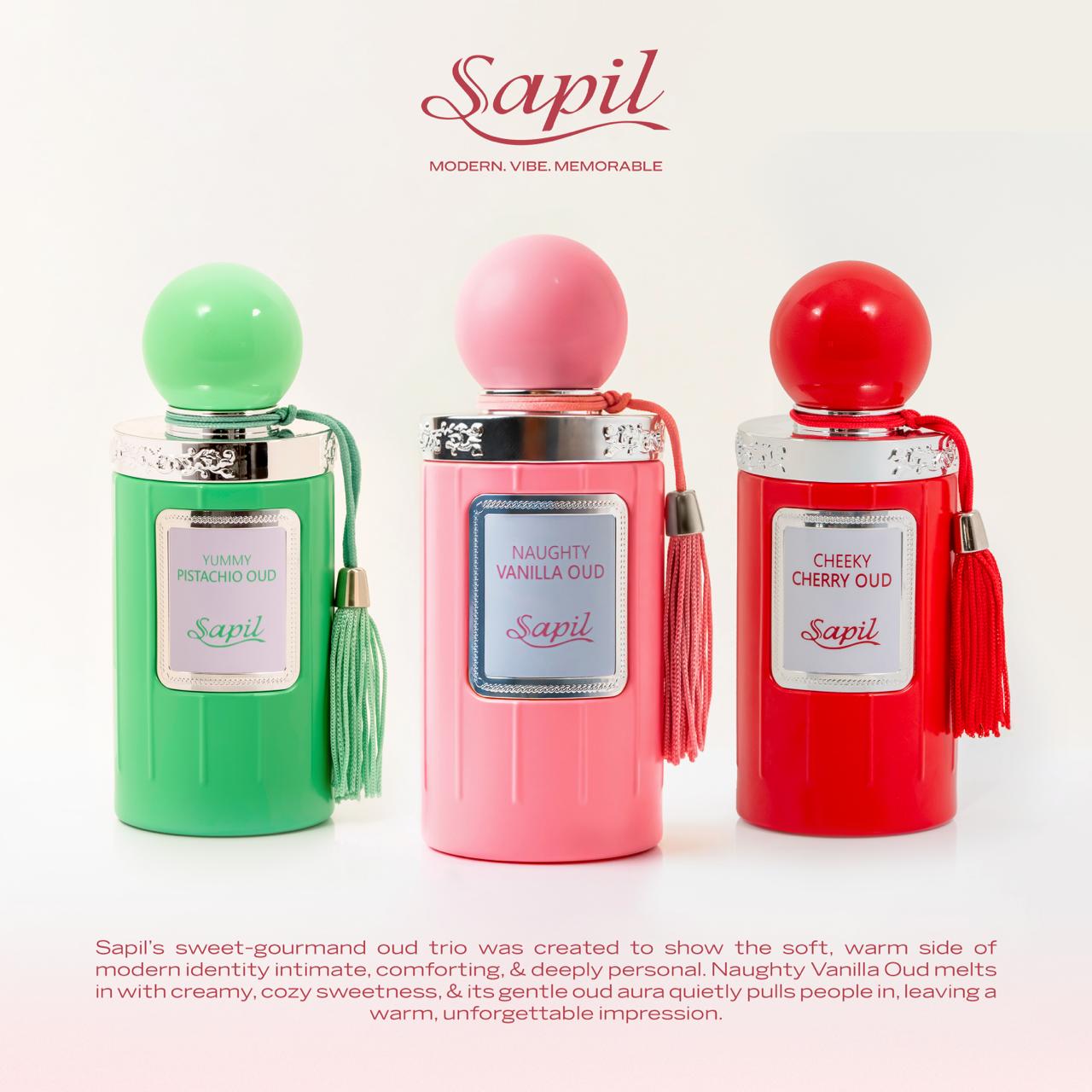 Sapil Naughty Vanilla Oud Eau de Parfum for Men & Women 100ml - Long Lasting Sweet Vanilla Oud Fragrance Perfume with Warm Or