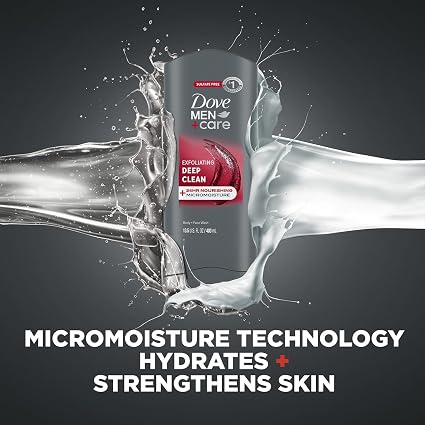 Dove Men+Care Exfoliating Deep Clean Body + Face Wash 13.5 FL OZ (400ml)