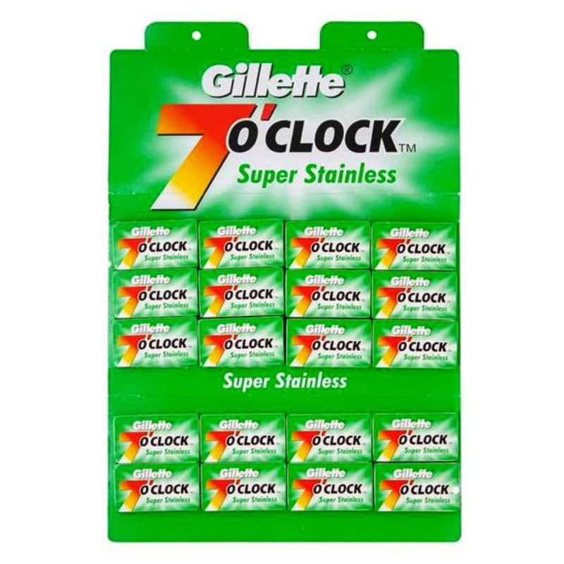 Gillette 7’O Clock Super Stainless Double Edge Razor Blades 100pcs (20x5) - Sharp & Durable Shaving Blades