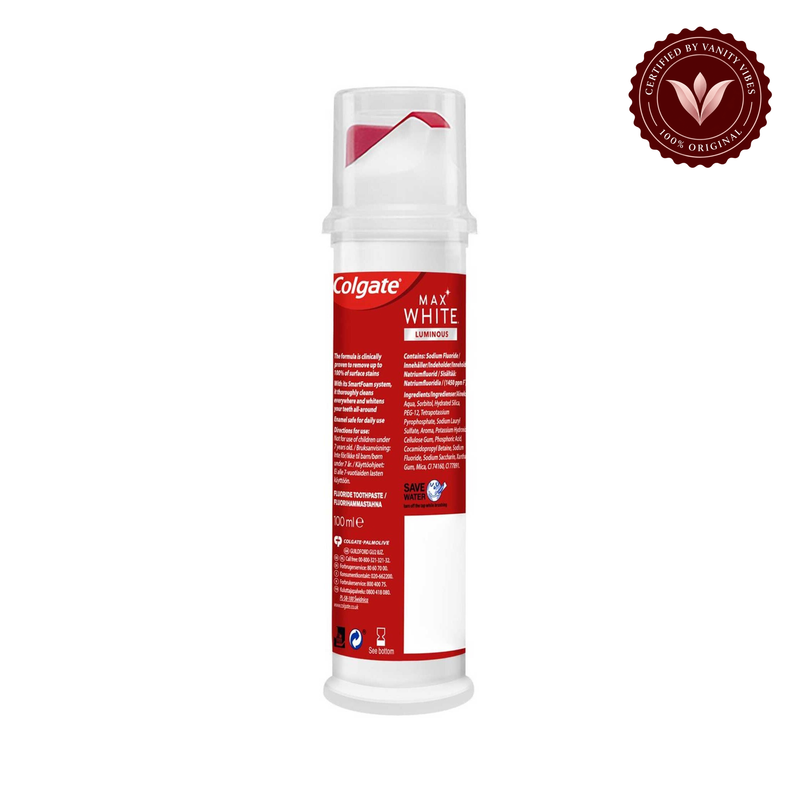 Colgate — Colgate Max White Luminous Sparkling Mint Toothpaste Pump 100ml Advanced Whitening & Fresh Breath — image 2