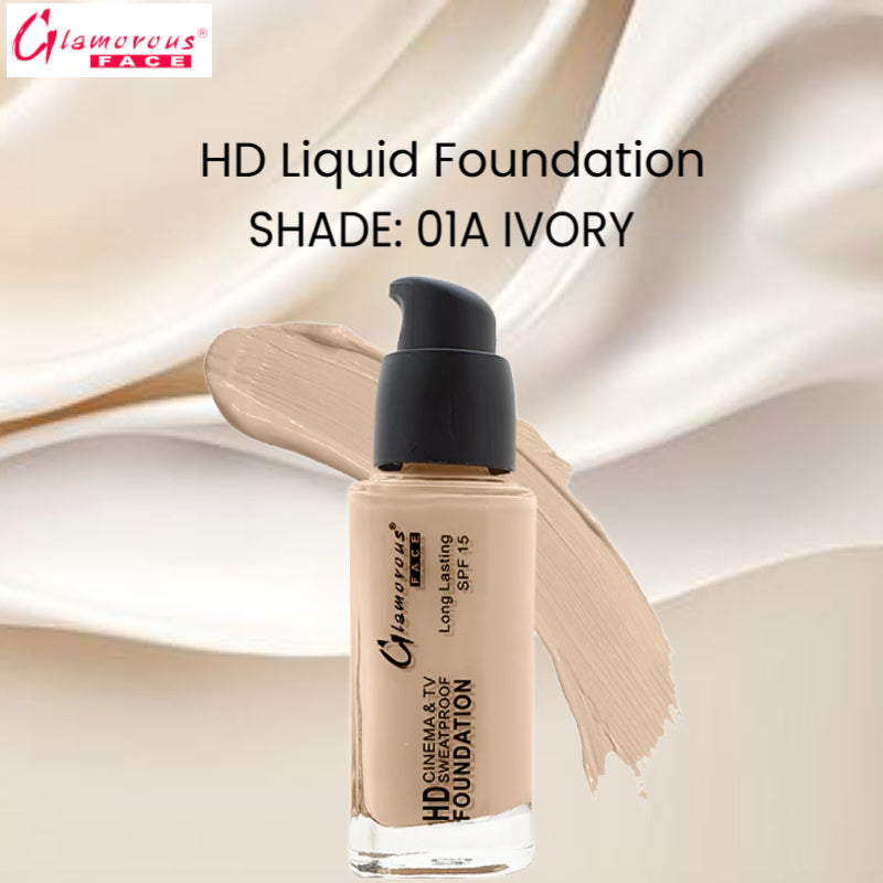 Glamorous Face HD Liquid Foundation (01 A Ivory)