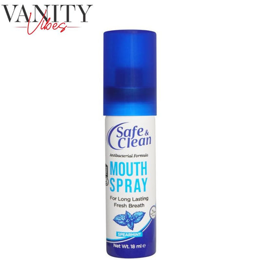 Safe & Clean Anti-Bacterial Spearmint Mouth Spray 18ml Long-Lasting Fresh Breath