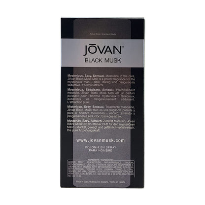 Jovan Black Musk For Men Pour Homme Cologne 88ml – Long Lasting Masculine Fresh & Musky Fragrance Spray