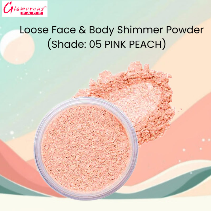 Glamorous Face Loose Face & Body Shimmer Powder (Shade: 05 Pink Peach)