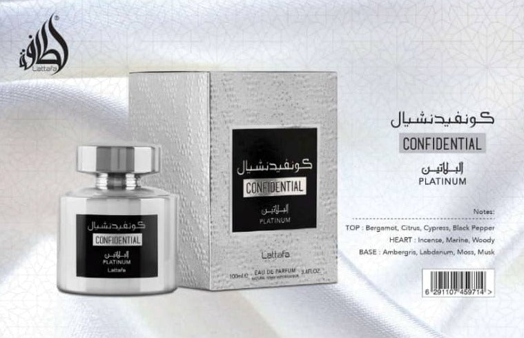 Lattafa Confidential Platinum Eau de Parfum for Women And Men 100 ml