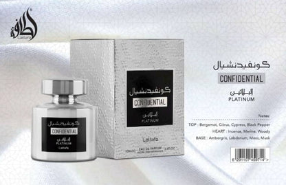 Lattafa Confidential Platinum Eau de Parfum for Women And Men 100 ml