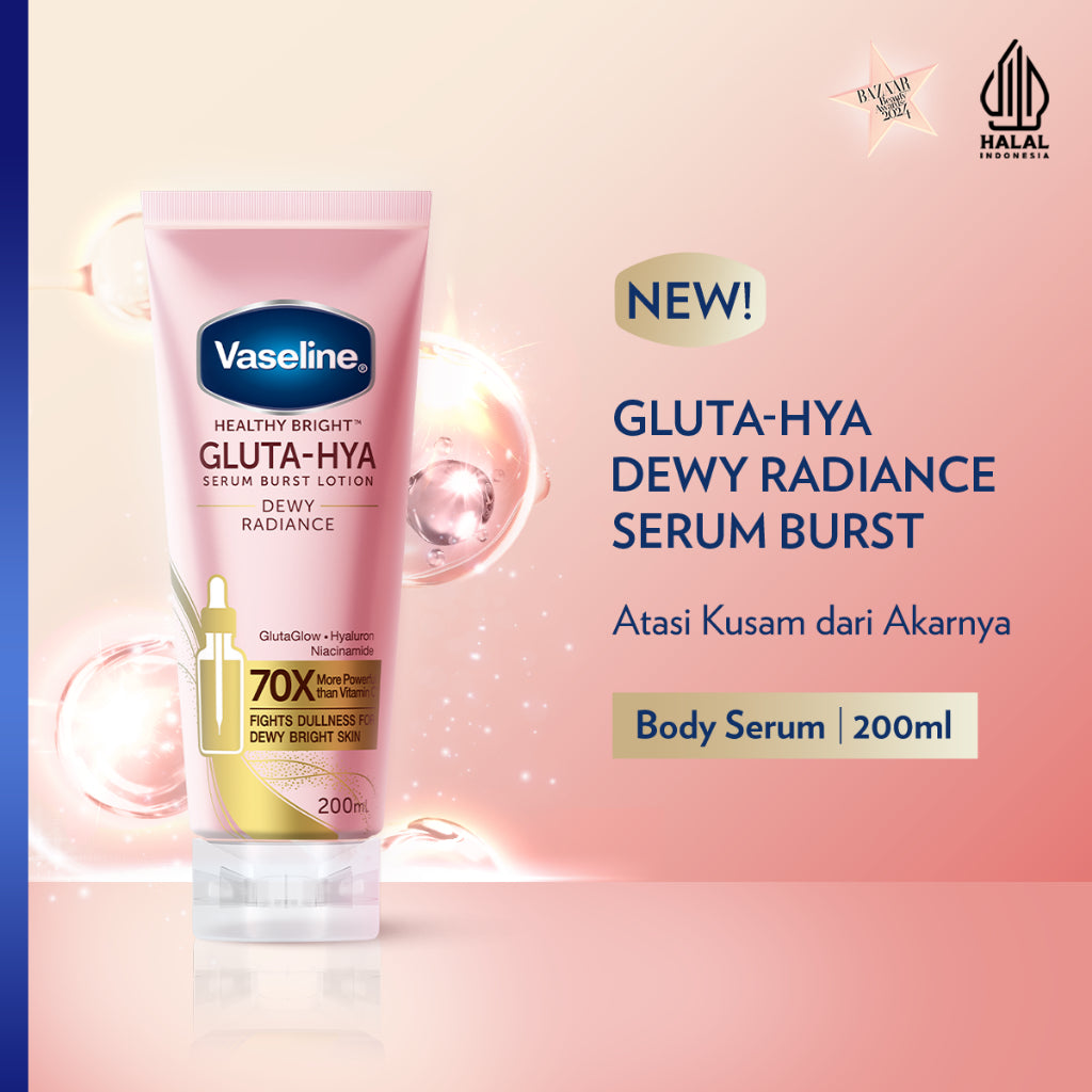 Vaseline Healthy Bright Gluta-Hya Dewy Radiance Lotion 200ml | Serum Burst for Bright Skin