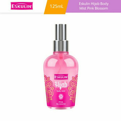 Eskulin Hijab Pink Blossom Spray Mist Cologne 125ml - Long Lasting Sweet Floral Fragrance Body Mist for Women Daily Use Deodo