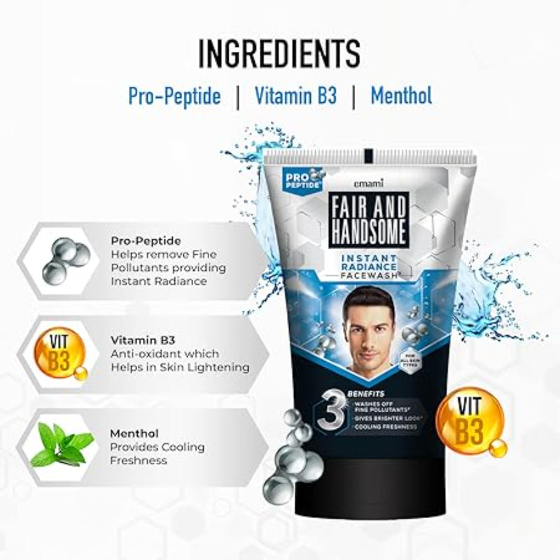 Emami Fair and Handsome Instant Radiance Face Wash 100g
